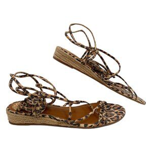 Vince Camuto Brown Leopard Print Strappy Lace Up Sandals | Size 9.5